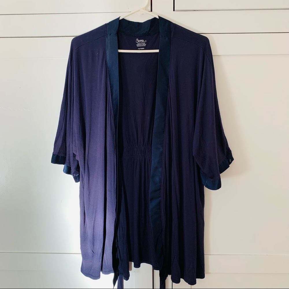 Bump In The Night Navy Blue Short Robe Size XL